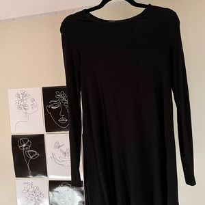 Causal black long sleeve dress
